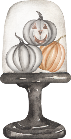 Watercolor black pumpkin clipart, halloween party element