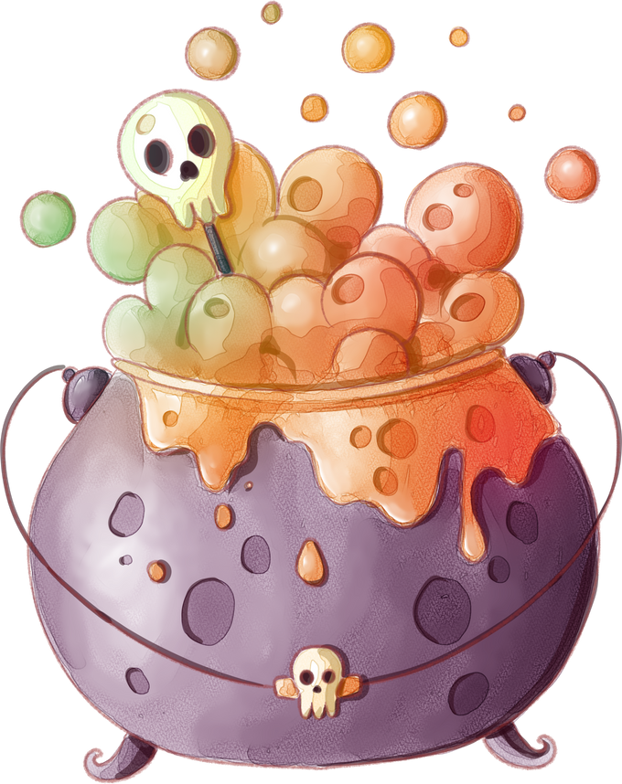 Watercolor Halloween Cauldron