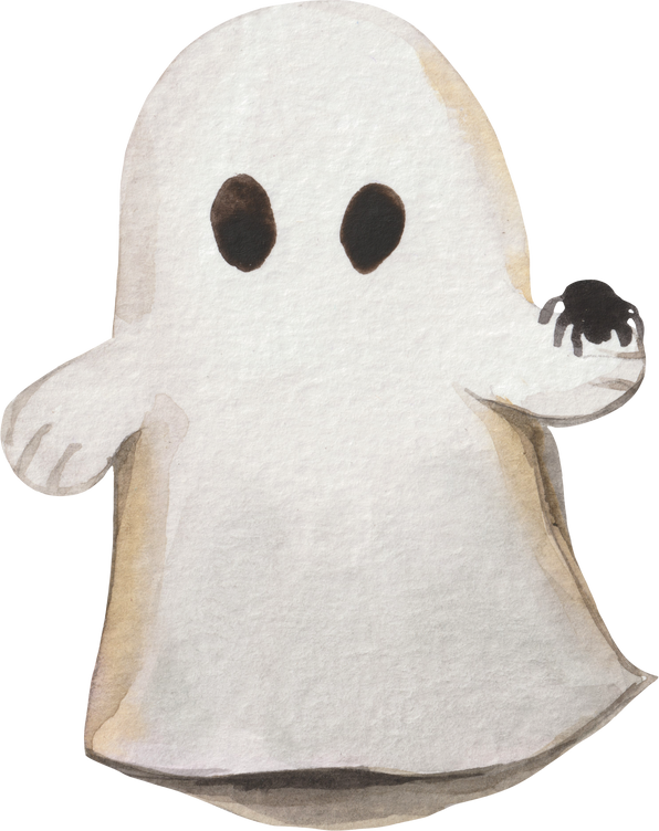 Cute watercolor halloween ghost